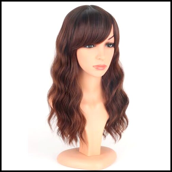 Synthetic Wavy Wig With Bangs Medium Length Heat Resistant Daily Use main image 7
